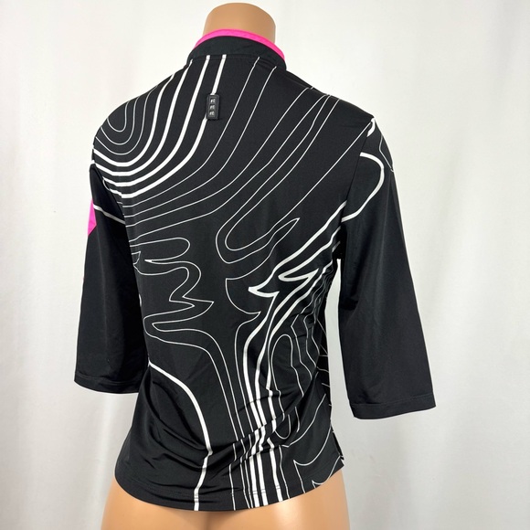 Jamie Sadock Women’s S 1/4 Zip Golf Polo Shirt 1/2 Sleeve Relaxed Fit Black Pink - Picture 4 of 11